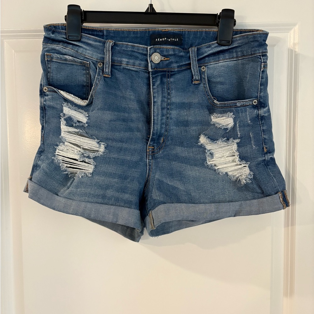 Aeropostale Blue Distressed Denim Shorts